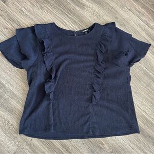 Express Navy Ruffle Sleeve Top size large